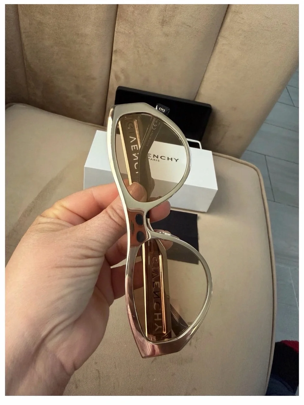 Givenchy Women's Brown Gradient Cat-Eye Sunglasses with Gold Accents